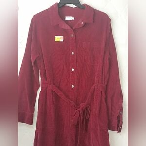 Time and Tru Burgundy Corduroy Utility Dress